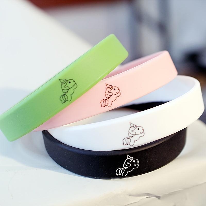 4pcs Unicorn Silicone Bracelet Stackable Hand Jewelry Set