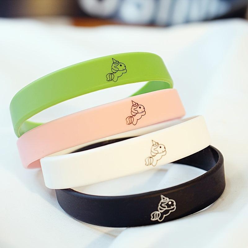 4pcs Unicorn Silicone Bracelet Stackable Hand Jewelry Set
