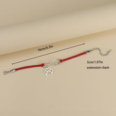 Infinity Paw Shape Pendant Anklet Waterproof Leather Bracelet