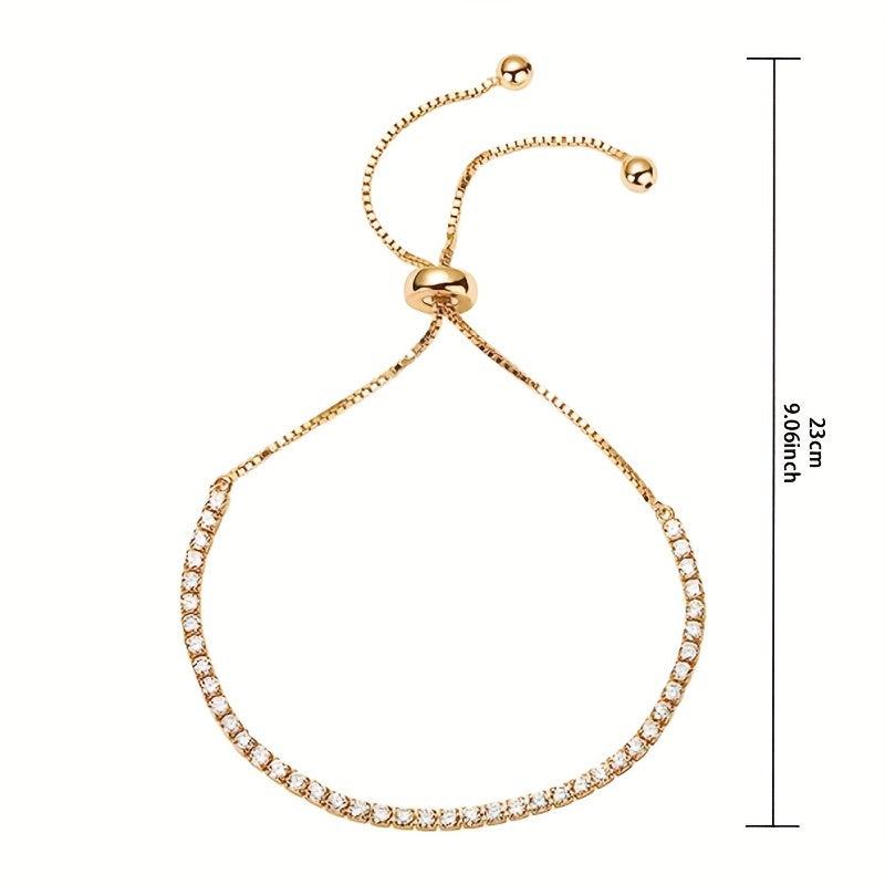 Adjustable CZ Tennis Bracelet Hand Jewelry for Women
