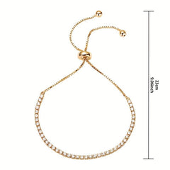 Adjustable CZ Tennis Bracelet Hand Jewelry for Women