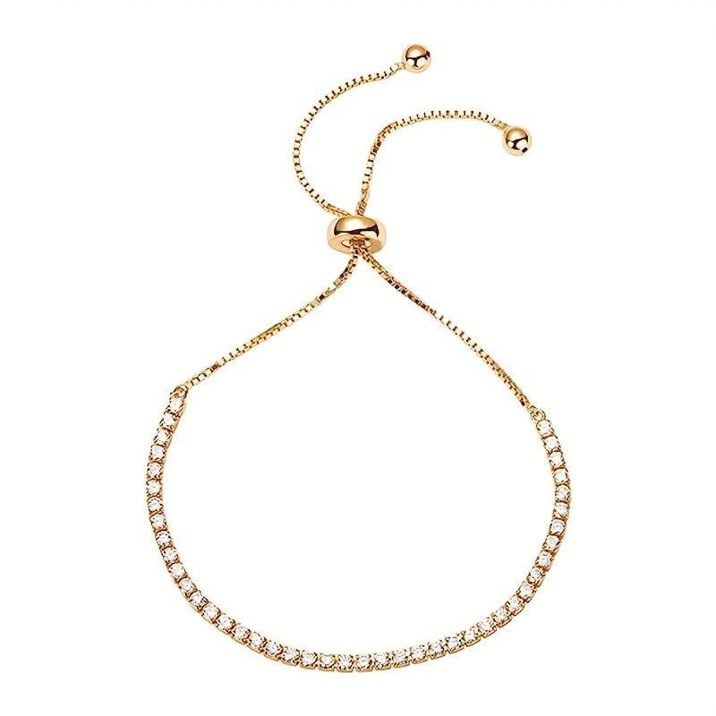 Adjustable CZ Tennis Bracelet Hand Jewelry for Women