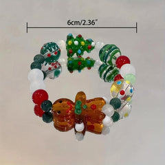 Christmas Tree Gingerbread Beaded Bracelet Xmas Gift