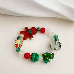 Christmas Tree Gingerbread Beaded Bracelet Xmas Gift