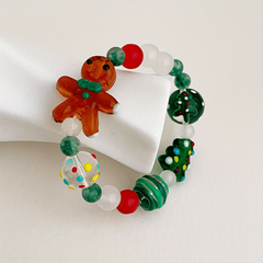 Christmas Tree Gingerbread Beaded Bracelet Xmas Gift