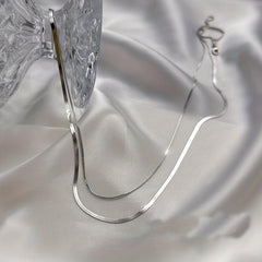 Double Layer Snake Bone Chain Necklace Minimalist Stacking Niche Necklace