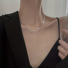 Double Layer Snake Bone Chain Necklace Minimalist Stacking Niche Necklace
