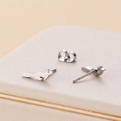 Fox Style Tiny Stud Earrings Golden Silver Women's Daily Wear