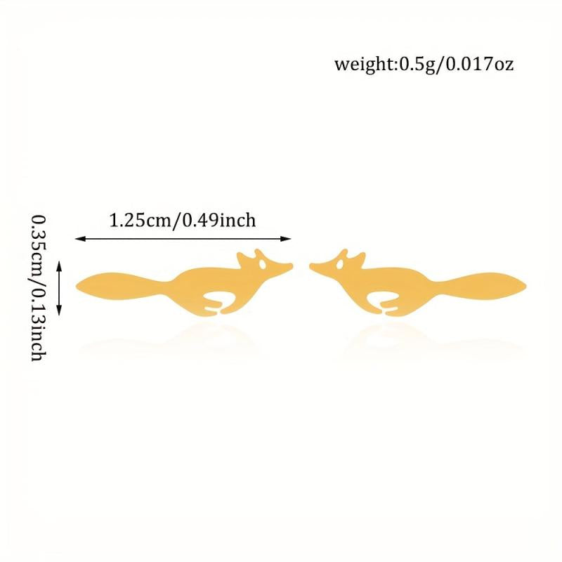Fox Style Tiny Stud Earrings Golden Silver Women's Daily Wear