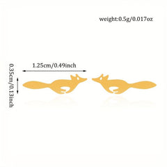 Fox Style Tiny Stud Earrings Golden Silver Women's Daily Wear