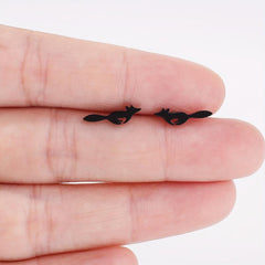 Fox Style Tiny Stud Earrings Golden Silver Women's Daily Wear