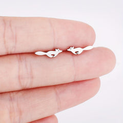 Fox Style Tiny Stud Earrings Golden Silver Women's Daily Wear