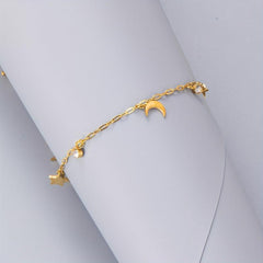 Star Moon Rhinestone Pendant Bracelet Adjustable Jewelry
