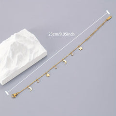 Star Moon Rhinestone Pendant Bracelet Adjustable Jewelry