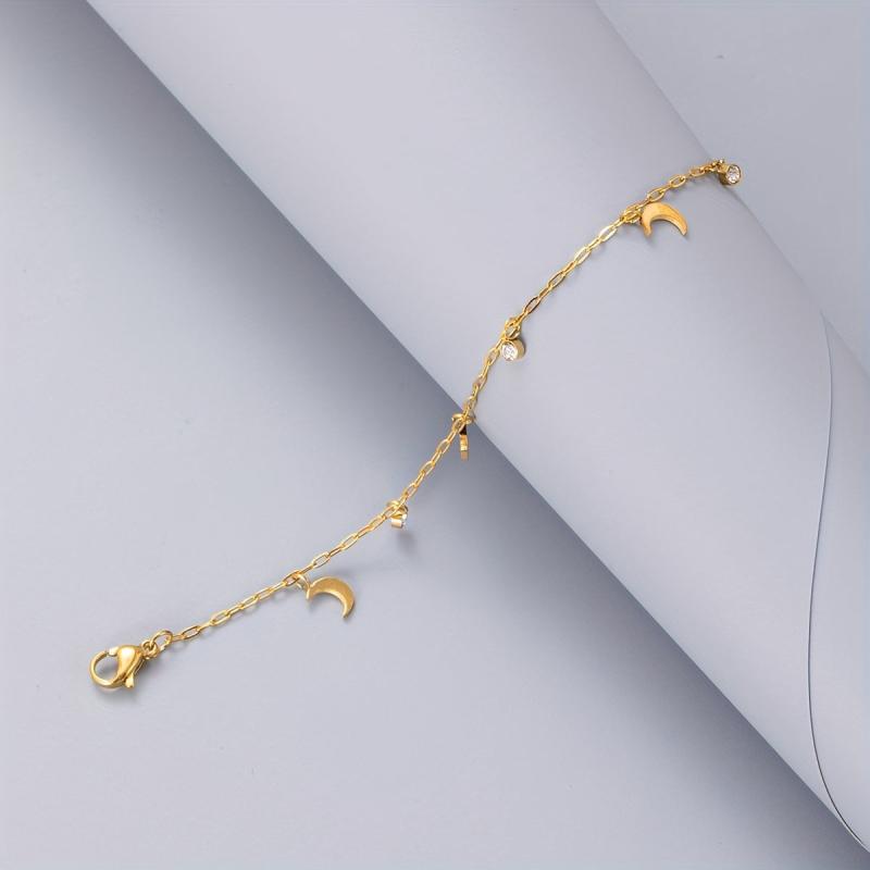 Star Moon Rhinestone Pendant Bracelet Adjustable Jewelry