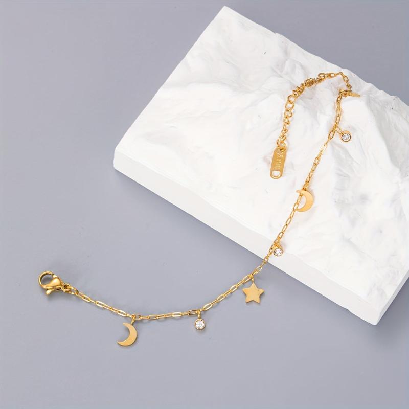 Star Moon Rhinestone Pendant Bracelet Adjustable Jewelry