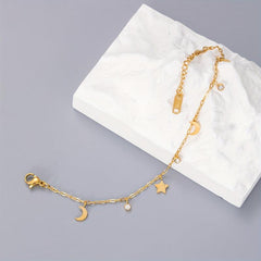 Star Moon Rhinestone Pendant Bracelet Adjustable Jewelry
