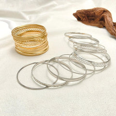 10pcs Set Exaggerated Golden Silver Bracelet Combination Gift