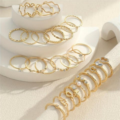 Y2k Style Heart Rhinestone Stacking Rings for Daily Party