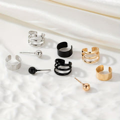 3 Pcs Set Stud Earrings Clip-On Unique Statement Ear Accessories