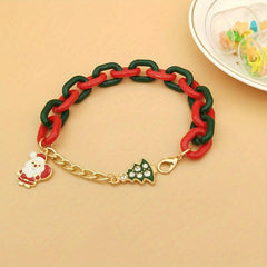 Adjustable Cuban Chain Bracelet Christmas Pendant Exaggerated Bracelet Xmas Gift