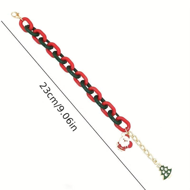 Adjustable Cuban Chain Bracelet Christmas Pendant Exaggerated Bracelet Xmas Gift