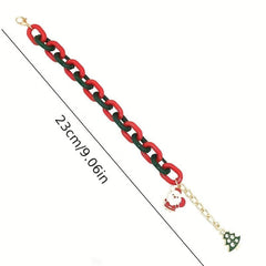 Adjustable Cuban Chain Bracelet Christmas Pendant Exaggerated Bracelet Xmas Gift