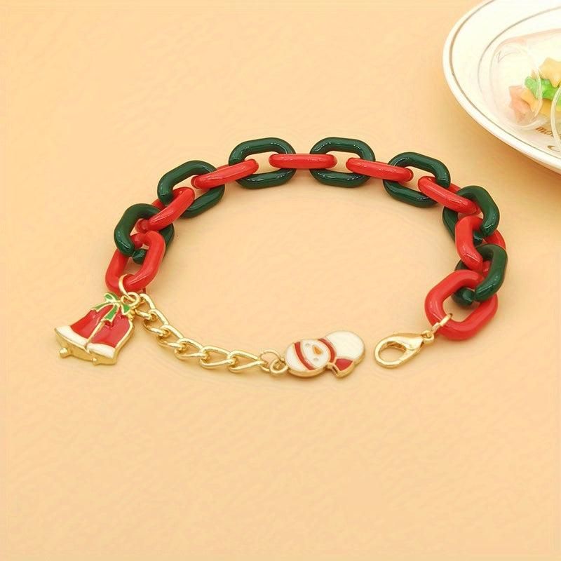 Adjustable Cuban Chain Bracelet Christmas Pendant Exaggerated Bracelet Xmas Gift