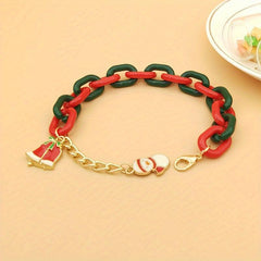 Adjustable Cuban Chain Bracelet Christmas Pendant Exaggerated Bracelet Xmas Gift
