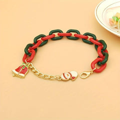 Adjustable Cuban Chain Bracelet Christmas Pendant Exaggerated Bracelet Xmas Gift