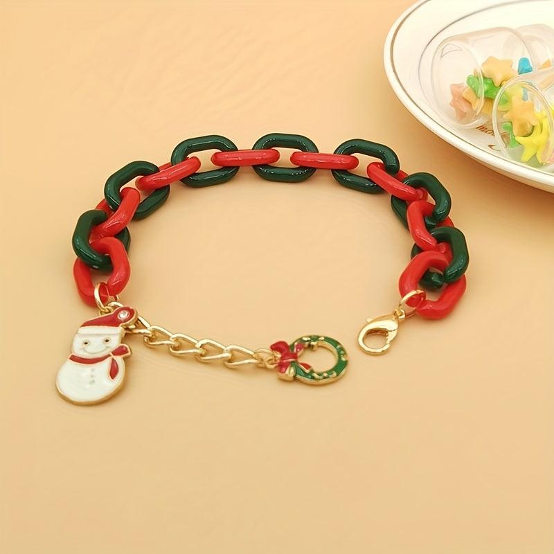 Adjustable Cuban Chain Bracelet Christmas Pendant Exaggerated Bracelet Xmas Gift