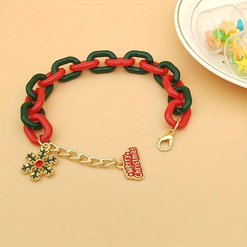 Adjustable Cuban Chain Bracelet Christmas Pendant Exaggerated Bracelet Xmas Gift