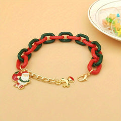 Adjustable Cuban Chain Bracelet Christmas Pendant Exaggerated Bracelet Xmas Gift