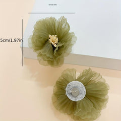 Vintage Style Olive Green Flower Stud Earrings for Women Girls