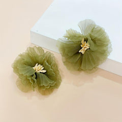 Vintage Style Olive Green Flower Stud Earrings for Women Girls