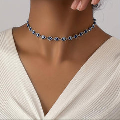 Lucky Evil's Eye Collar Choker 14K Plated Necklace