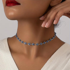 Lucky Evil's Eye Collar Choker 14K Plated Necklace