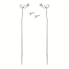4 Pcs Set Of Stud Earrings 5 Pentagram With Long Chain Style