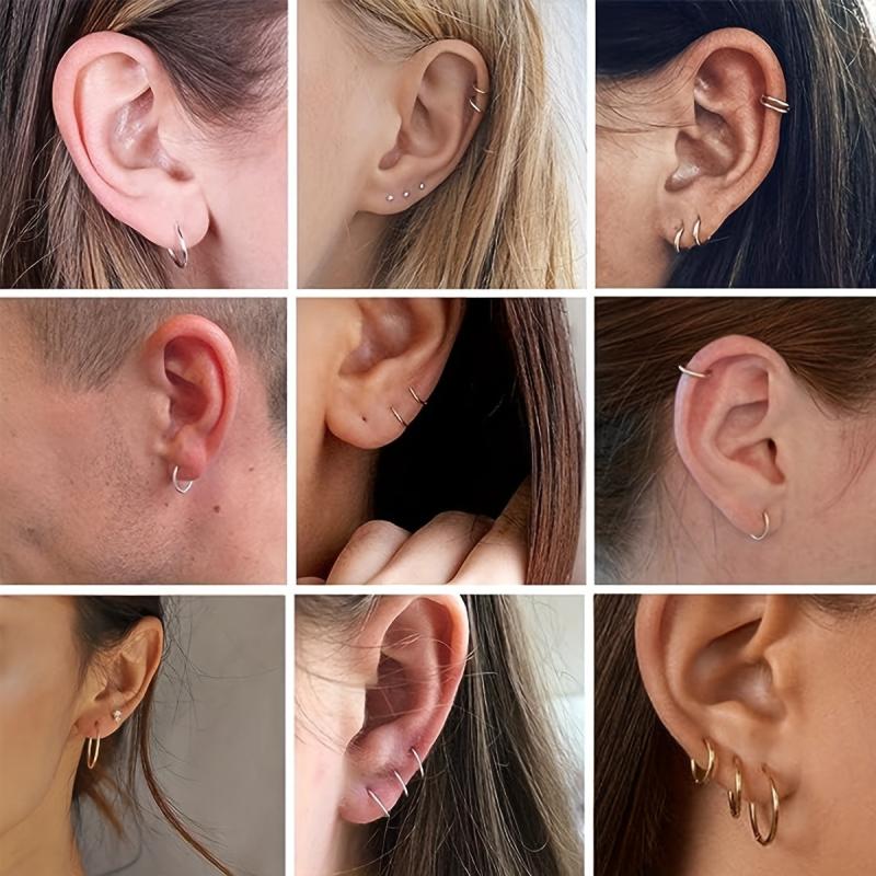 5 Pairs Hoop Earrings Set 316L Stainless Steel Female Daily Wear Jewelry
