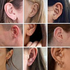 5 Pairs Hoop Earrings Set 316L Stainless Steel Female Daily Wear Jewelry