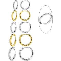5 Pairs Hoop Earrings Set 316L Stainless Steel Female Daily Wear Jewelry