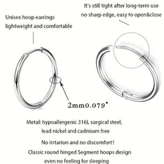 5 Pairs Hoop Earrings Set 316L Stainless Steel Female Daily Wear Jewelry