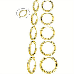 5 Pairs Hoop Earrings Set 316L Stainless Steel Female Daily Wear Jewelry