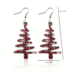 Christmas Tree Snowflake Dangle Earrings PU Leather Jewelry Cute Gift