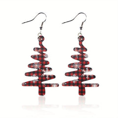 Christmas Tree Snowflake Dangle Earrings PU Leather Jewelry Cute Gift