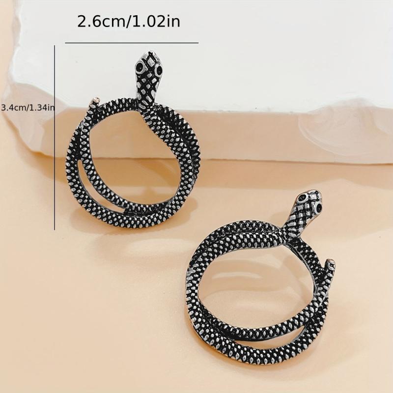 Snake Shaped Stud Earrings Gothic Punk Style Iron Jewelry Unique Statement