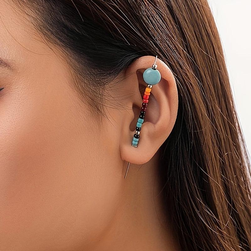 Colorful Beads Climb Earrings Ethnic Style Jewelry Gift For Women