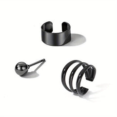 3pcs Set Earrings Ear Caff Stud Earrings Circle Ball Alloy Earrings