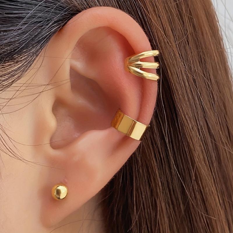 3pcs Set Earrings Ear Caff Stud Earrings Circle Ball Alloy Earrings