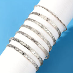 7pcs Golden Heart Twist Bracelets Set for Women Girls